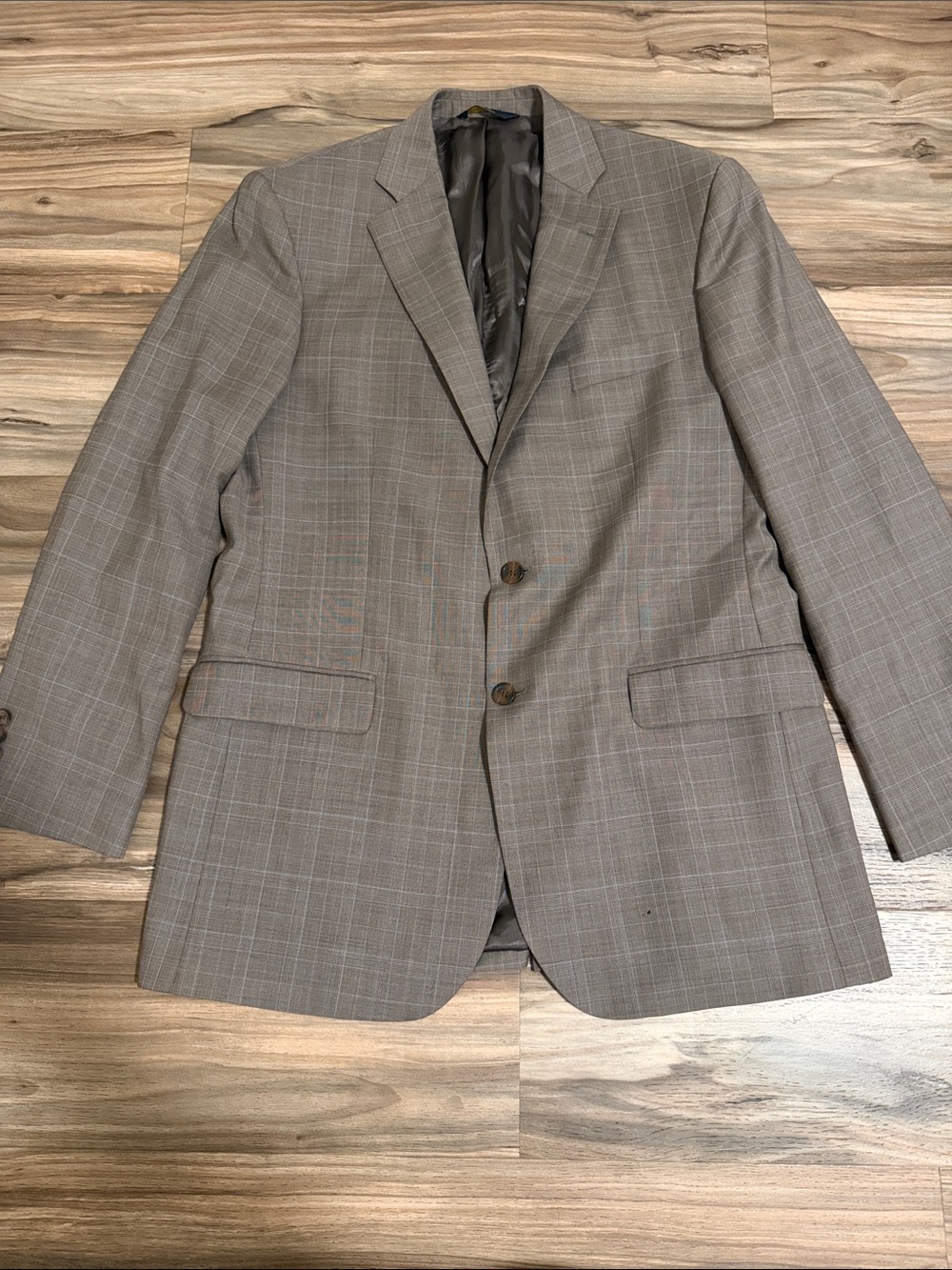 Brooks Brothers Sport Coat Mens 42L Brown Blue Windowpane Madison Fit Wool